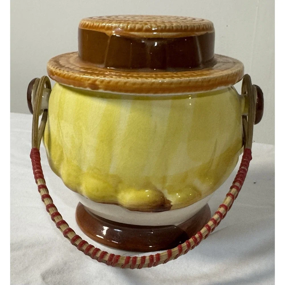 Vintage Lipper and Mann Clown Biscuit Cookie Jar with Handle Made in Japan